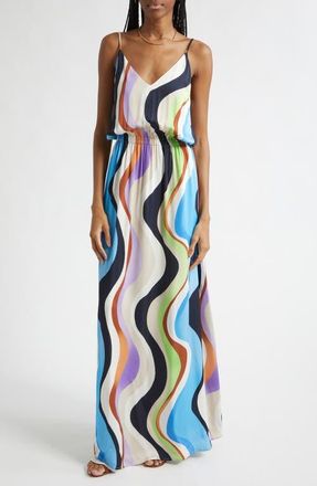 Ramy Brook Clarissa Wave Print Maxi Dress in Multi Wave at Nordstrom, Size X-Large