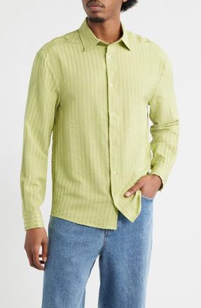 Krost Jordan Stripe Seersucker Button-Up Shirt in Butterfly at Nordstrom, Size X-Large
