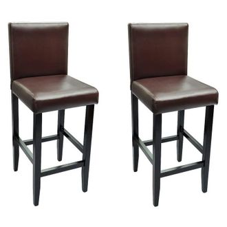 vidaXL Vidaxl - Taburetes De Cocina 2 Unidades Cuero Sint&eacute;tico Marr&oacute;n Oscuro