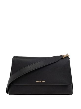 Michael Kors Leren schoudertas met omslag - Zwart