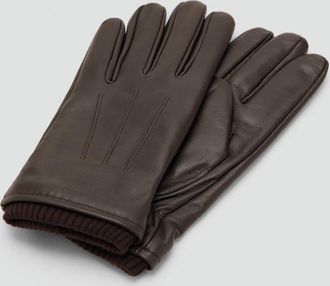 Mango Guanti 100% pelle dettaglio increspato marrone - Uomo - XL - MANGO MAN