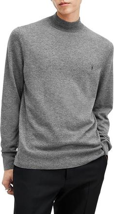AllSaints Kilburn Mock Neck Mens Sweatshirt Carter Grey : XL, Wool
