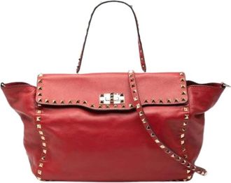 Valentino Pre-owned Vintage Studded Satchel - Dames - Vintage Handtas - Rood - ONE Size - Leer - Vintage