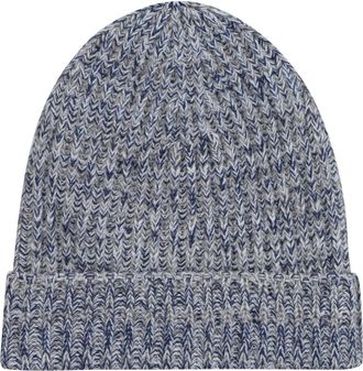 Malo Geribbelde gebreide beanie - Heren - Hoeden - Blauw - ONE Size - Kasjmier - Accessoires