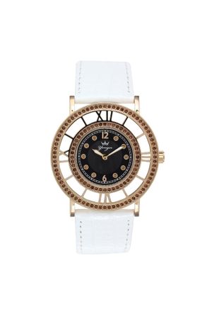 Yonger & Bresson Womens and Bresson: Watch with White Leather Band - One Size