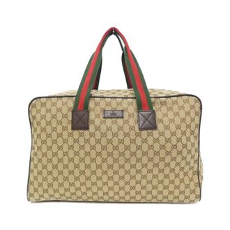 Gucci Beige Brown Gg Canvas Boston Bag (Pre-Owned)