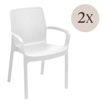 Dmora Silla De Exterior Mattagga, 2 Sillas, Impermeable made In Italy, Apilable, Blanca