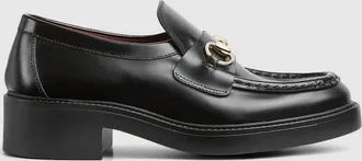 Gucci Womens Loafer With Horsebit, Black, Leather