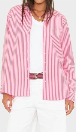 Xirena Button Down Stripe Shirt In Candy Red