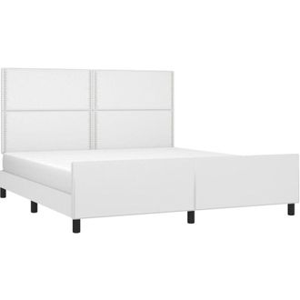 vidaXL Estructura De Cama Cabecero Cuero Sint&eacute;tico Blanco 180x200 Cm Vidaxl