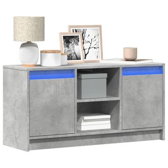 Berkfield Home TV Cabinet with LED Concrete Grey 100x34x50 cm Engineered Wood | Size: 100 x 34 x 50 cm