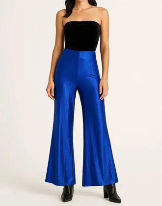 Greta Constantine Margrog Metallic Pants In Royal Blue