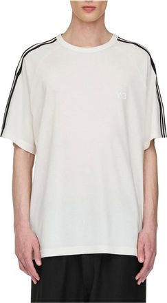 Yohji Yamamoto Tops, Heren, Wit, L, Wol, T-Shirt 3 Stripes