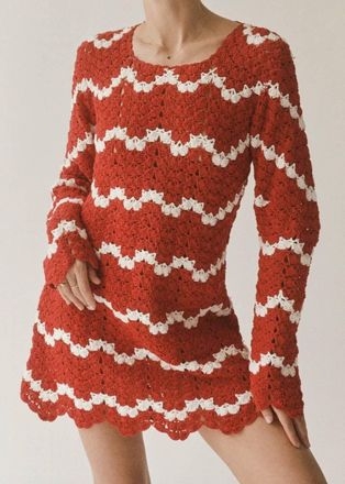 All That Remains Sara Crochet Mini Dress In Red