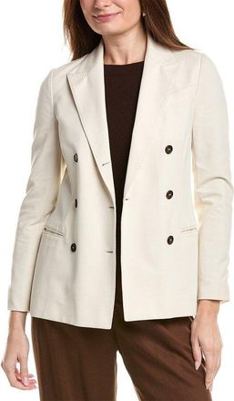Brunello Cucinelli Vanilla Double-Breasted Tailored Jacket, Brand Size 46 (US Size 12)