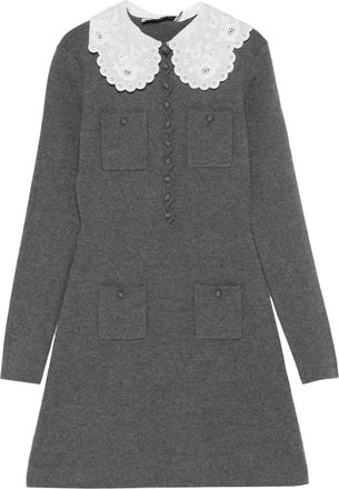 Self Portrait Mini-jurk met kanten kraag - Grijs