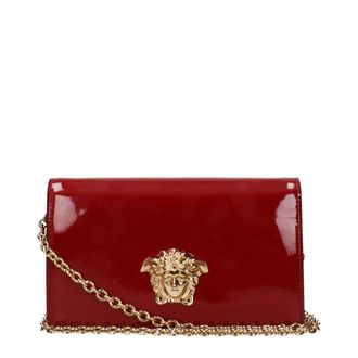 Versace Red Leather Clutch Womens Bag