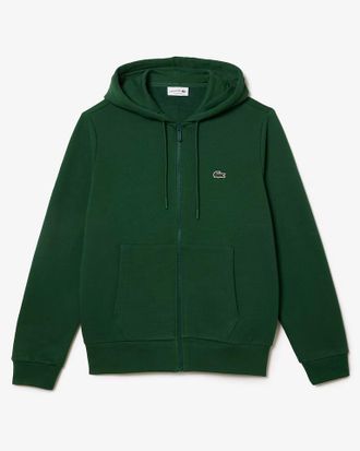 Lacoste Mens Zip Up Sweatshirt Green Cotton - Size Small