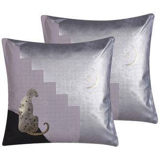 Beliani Conjunto De 2 Cojines Decorativos Multicolor Motivo De Guepardo Cuadrado 45 X 45 Cm Accesorios De Decoraci&oacute;n Moderna Digitalis