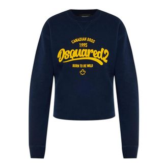 Dsquared2 Sweatshirt met logo - Dames - Sweatshirts - Blauw - XS - Katoen - Hoodies & sweatvesten