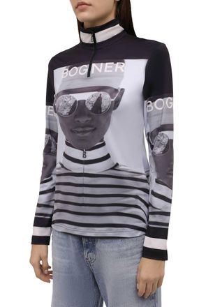 Bogner Beline Top In Black/gray Leather