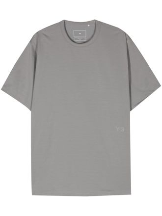 Yohji Yamamoto logo-print cotton-blend T-shirt - unisex - Cotton/Recycled Polyester - S - Grey