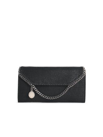 Stella McCartney Stella Mc Cartney Continental-Geldb&ouml;rse mit Falabella-Klappe in schwarzem Eco Pele