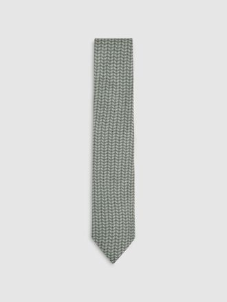 Reiss Bernardo Sage Silk Geometric-chain Print Tie,, Green