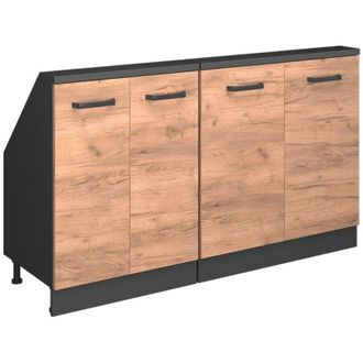 Vicco Armadio per tetti inclinati Rion, Antracite/quercia dorata, Set di 2, Vicco