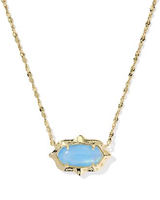 Kendra Scott Womens Elisa Scallop Frame Short Pendant Necklace In Gold / Sky Blue Iridescent Abalone