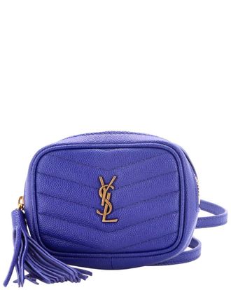 Saint Laurent Blue Matelasse Chevron Leather Lou Camera Bag Baby (Authentic Pre-Loved)