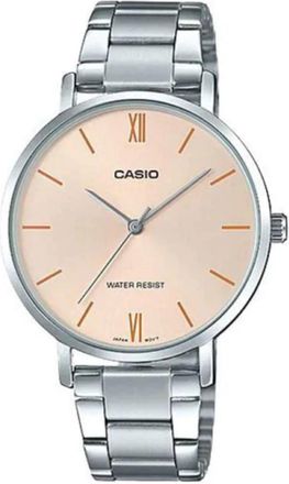 Casio Womens Silver Bracelet Analog Watch with Blush Dial - LTP-VT01D-2BUDF