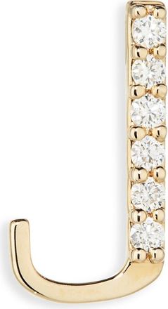 Lana Jewelry 14K Gold Diamond Initial Single Stud Earring in Yellow Gold - J at Nordstrom Rack