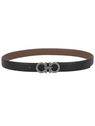Ferragamo Black Smooth Gancini Buckle Calf Leather Belt
