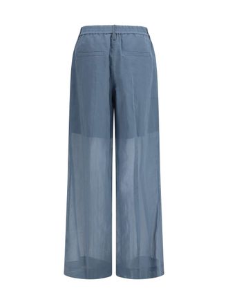 Brunello Cucinelli Womens Sartorial Track Pants Artic Blu Cotton Trousers