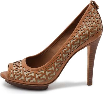 Tory Burch pre-owned 110mm Regan peep-toe pumps - Brown