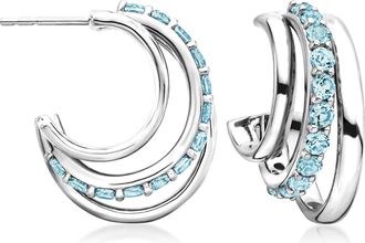 Ross-Simons Swiss Blue Topaz Convertible Multi-Hoop Earrings in Sterling Silver