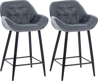 Clp Set de 2 Taburetes de bar con reposapiés en Tela Gris
