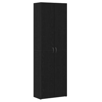 Berkfield Home Black Oak Office Cabinet 60 x 32 x 190 cm, made from engineered wood | Size: 60 x 32 x 190 cm