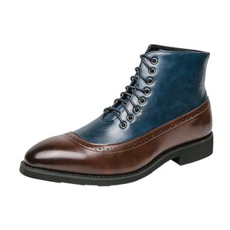 Generic Mens Leather Boots, Business Leisure Short Boots Fashion Work Leather Flat Bottom Boot High Top Formal Footwear Classic Lightweight Flat Bottom Footwe