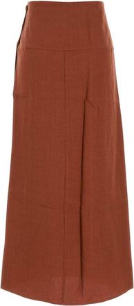 Le Kasha Womens Haifal Skirt Brown Organic Linen