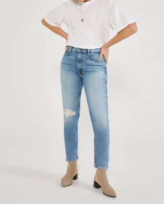&Eacute;tica Scarlet Mid Rise Slim Rock Pool Denim Jeans In Light Blue
