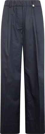 Myths Broek met elastische tailleband en persvouw - Dames - Straight fit broeken - Zwart - M - Katoen - Broeken
