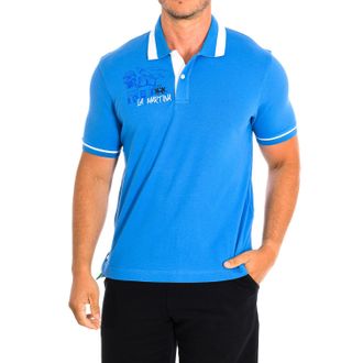 La Martina La Martina Mens Short Sleeve Polo TMP611-PK001 man - Blue Cotton - Size Large