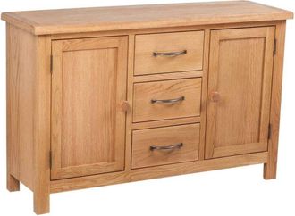 vidaXL Sideboard with 3 Drawers 110x33.5x70 cm Solid Oak Wood vidaXL