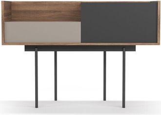 HERDASA Consola De Entrada Fabricada En Melamina Con Patas Met&aacute;licas, Modelo Diplomat (673) De Herdasa. Nogal-arena-grafito