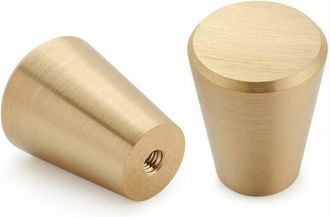 OEM [mai Usato]pomelli Per Mobili In Ottone Spazzolato, Pomelli Dorati Per Cassetti Di Armadi, Credenze, Bagno, Cucina, Set Da 10 (cono)