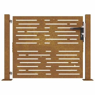 Berkfield Home Beautiful Garden Gate 105x80 cm Corten Steel Square Design in Brown