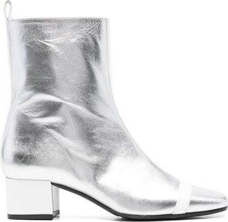 Carel Zilver Witte Enkellaarsjes - Dames - Laarzen met Hak - Grijs - 37 EU - Leer - Schoenen