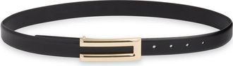 Nordstrom Alia Plaque Buckle Leather Belt in Black at Nordstrom, Size X-Large